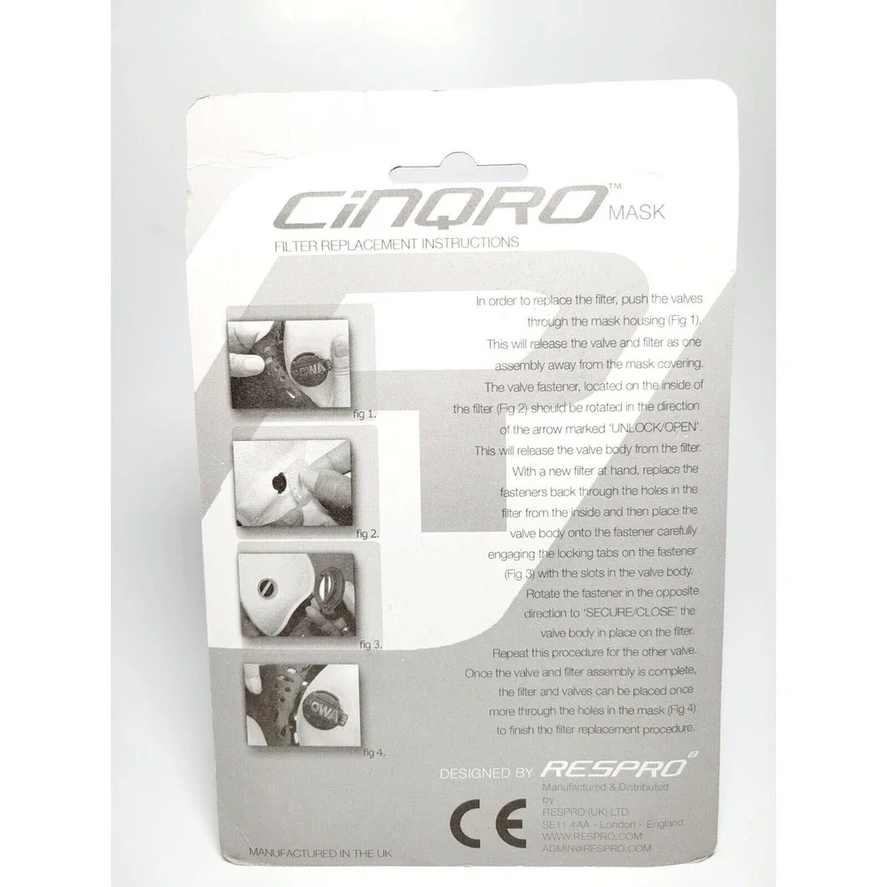 Respro Cinqro Anti Pollution Mask Sports Filter Pack Size Large New Sealed!